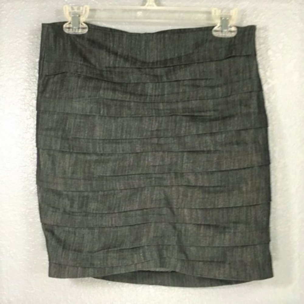 Gray Ruched Chambray Skirt